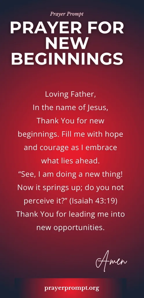 Prayer for New Beginnings