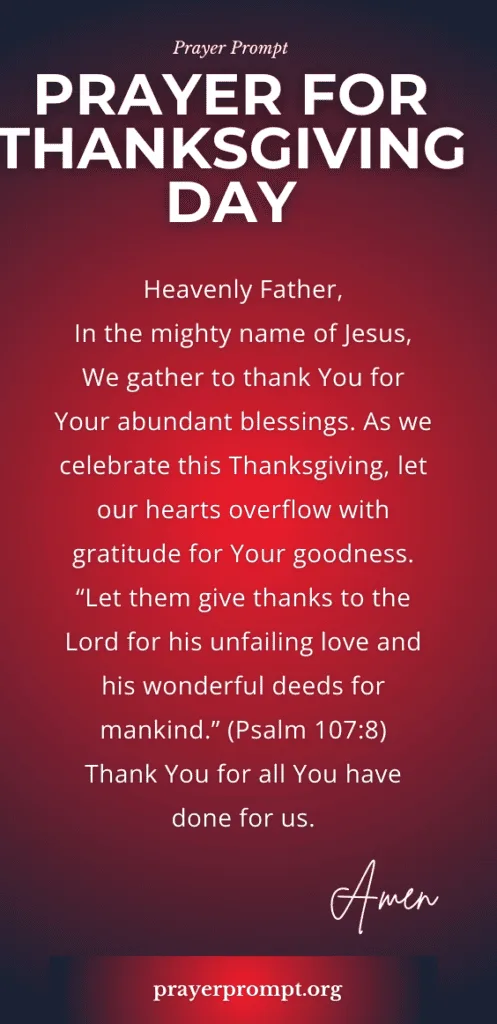 Prayer for Thanksgiving Day
