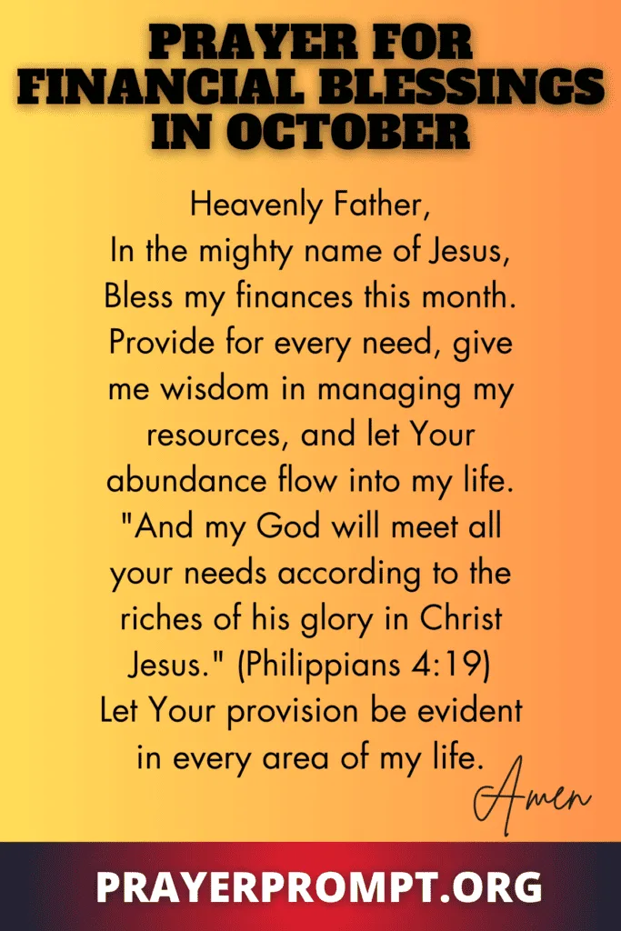 Prayer for Financial Blessings in October