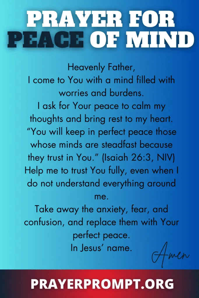 Prayer For Someone To Find Peace