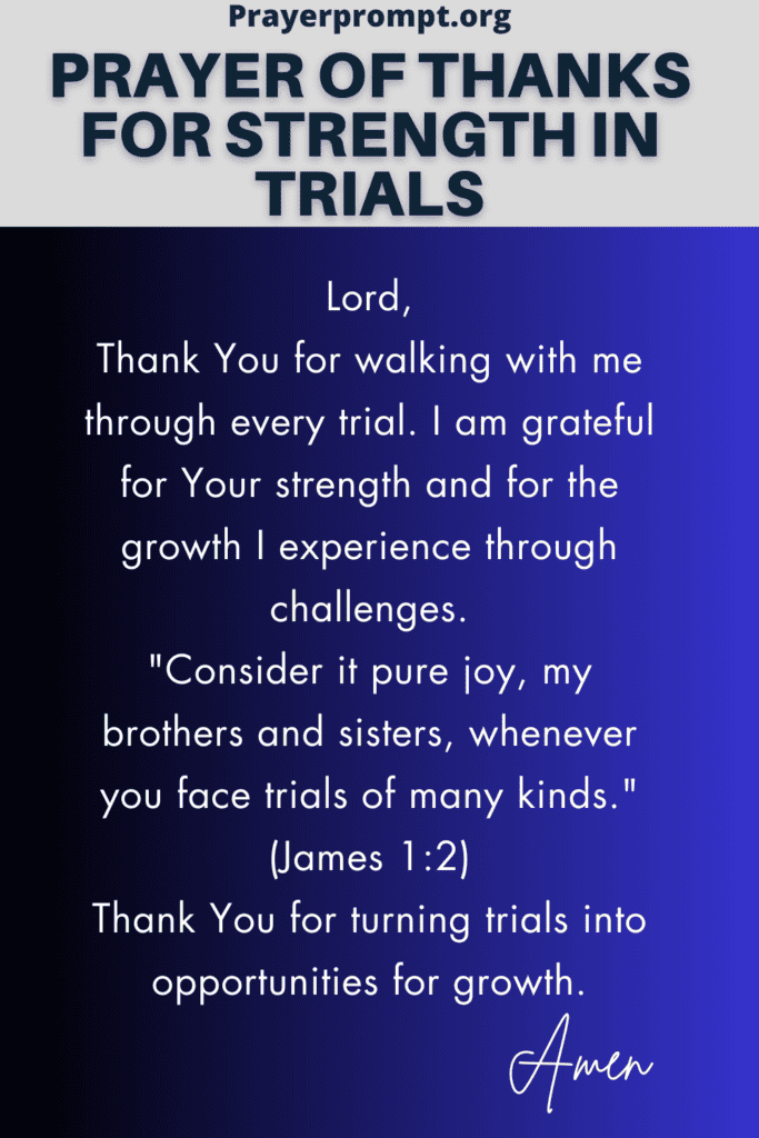 Prayer of Thanks for Strength in Trials