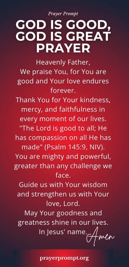 God is Good, God is Great Prayer