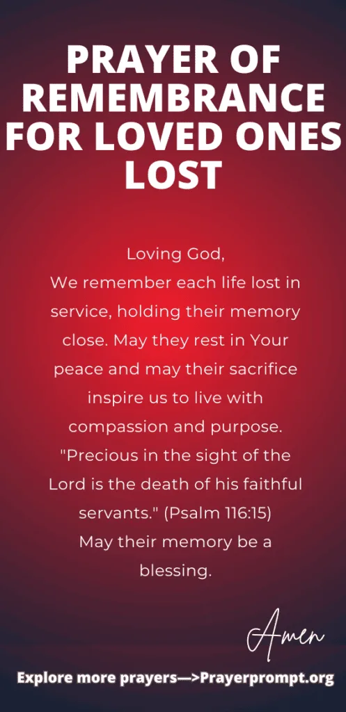 Prayer of Remembrance for Loved Ones Lost
