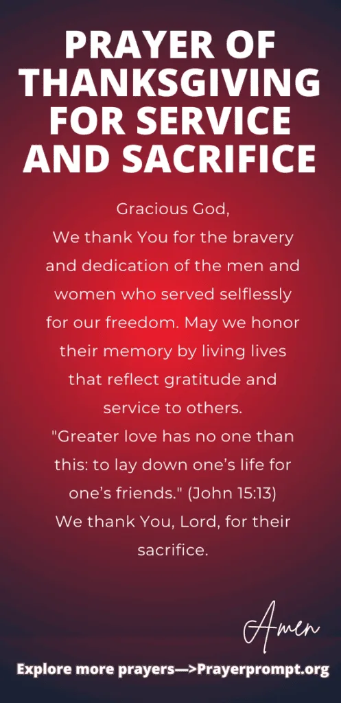 Prayer of Thanksgiving for Service and Sacrifice