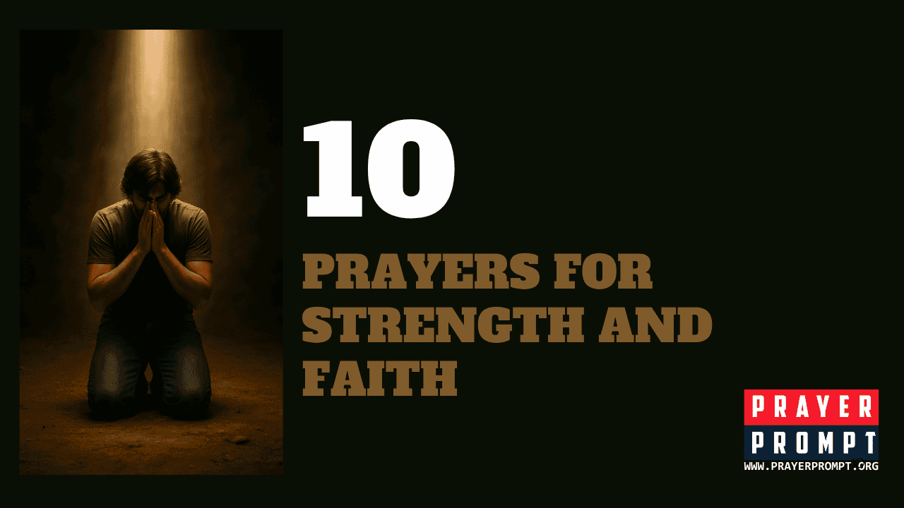 Image: A person rising from their knees, face lifted to the light.
Prayer Prompt Faith Activity
Today, pick one area where you feel the weakest—physically, emotionally, spiritually.
Lay your hand over your heart and say:
“I may feel weak, but God is strong in me.”
Now choose one of these prayers and speak it aloud with faith.
Repeat it every day this week.
You’ll be surprised how strong you feel by the end.
FAQ
When should I pray for strength and faith?
Prayer for strength works best when you're actively struggling, tired, discouraged, or facing uncertainty. But don't wait until you're completely broken. Regular prayer during hard seasons keeps you anchored before you feel overwhelmed. The key is turning to God the moment you sense weakness, not after you've exhausted yourself.
How do I pray when I feel spiritually weak?
Admit your numbness honestly to God, He already knows. Ask Him to reignite your hunger for His presence and restore your connection. Use scripture-based prayers like Psalm 51:10 to guide your words. Even when emotions feel distant, choose to keep showing up in prayer, trusting that God meets you there.
What does the Bible say about strength in weakness?
God promises that His strength shows up most powerfully when you're weakest. Isaiah 40:29 says He 'gives strength to the weary and increases the power of the weak.' This isn't motivation or willpower, it's supernatural support. Faith means leaning on God's power instead of your own.
Can I pray for faith if I have doubts?
Absolutely. Faith and doubt can exist together. Mark 9:24 captures this perfectly: 'I do believe; help me overcome my unbelief!' Pray honestly about your doubts instead of pretending they don't exist. God values authentic prayers more than perfect confidence, and He meets you in the struggle.
💬 Want to go deeper or get more support? Create a free account to chat with Haven — your personal companion for guidance, resources, and whatever is on your heart.
Pray with us every morning.
A scripture-fused prayer in your inbox at 5:00 AM, every day. Free.
![10 Prayers for Strength and Faith – Be Empowered Again 1 10 Prayers for Strength and Faith – Be Empowered Again