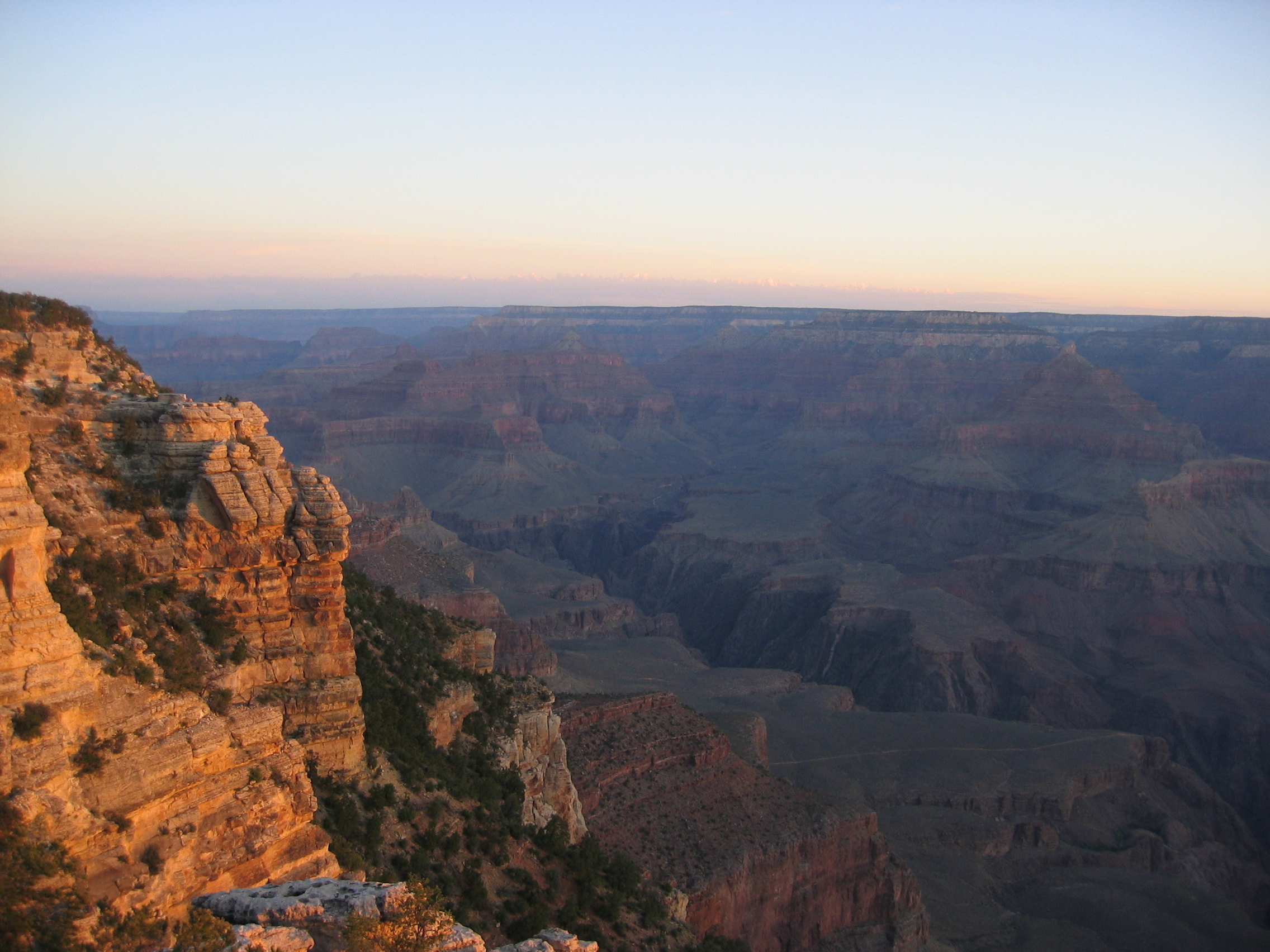 The Grand Canyon south rim at sunrise