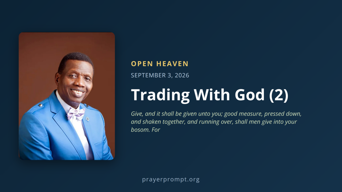 Open Heaven for September 3, 2026: Trading With God