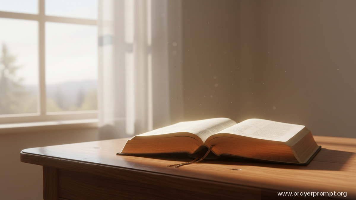 Open Bible in morning light